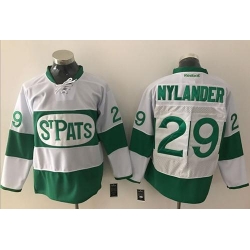 Maple Leafs #29 William Nylander White Green St. Patrick's Day Stitched NHL Jersey