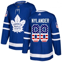 Maple Leafs 88 William Nylander Blue Home Authentic USA Flag Stitched Hockey Jersey