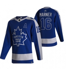 Men Toronto Maple Leafs 16 Mitchell Marner Blue Adidas 2020 21 Reverse Retro Alternate NHL Jersey