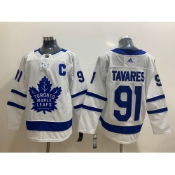 Men Toronto Maple Leafs 91 John Tavares White Adidas Jersey