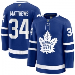 Men Toronto Maple Leafs Auston Matthews 34 Fanatics Home Blue Premium Stitched Hockey Jersey