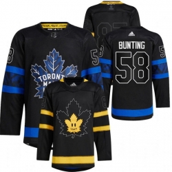 Men Toronto Maple Leafs Black 58 Michael Bunting Alternate Premier Breakaway Reversible Stitched Jersey