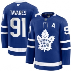Men Toronto Maple Leafs John Tavares 91 Fanatics Home Blue Premium Stitched Hockey Jersey