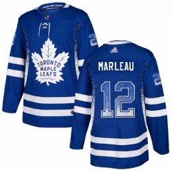 Mens Adidas Toronto Maple Leafs 12 Patrick Marleau Authentic Blue Drift Fashion NHL Jersey 