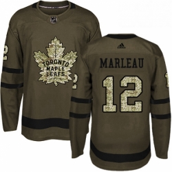 Mens Adidas Toronto Maple Leafs 12 Patrick Marleau Authentic Green Salute to Service NHL Jersey 