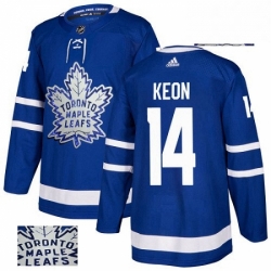 Mens Adidas Toronto Maple Leafs 14 Dave Keon Authentic Royal Blue Fashion Gold NHL Jersey 