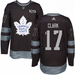 Mens Adidas Toronto Maple Leafs 17 Wendel Clark Authentic Black 1917 2017 100th Anniversary NHL Jersey 