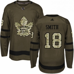 Mens Adidas Toronto Maple Leafs 18 Ben Smith Authentic Green Salute to Service NHL Jersey 