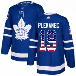 Mens Adidas Toronto Maple Leafs 19 Tomas Plekanec Authentic Royal Blue USA Flag Fashion NHL Jerse