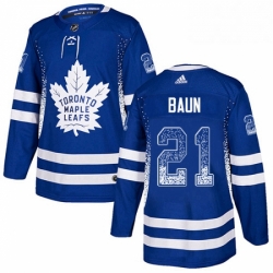 Mens Adidas Toronto Maple Leafs 21 Bobby Baun Authentic Blue Drift Fashion NHL Jersey 