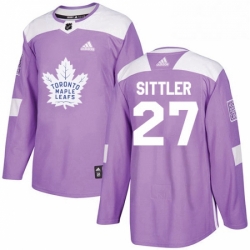 Mens Adidas Toronto Maple Leafs 27 Darryl Sittler Authentic Purple Fights Cancer Practice NHL Jersey 