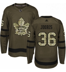 Mens Adidas Toronto Maple Leafs 36 Josh Jooris Authentic Green Salute to Service NHL Jersey 