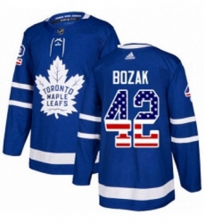 Mens Adidas Toronto Maple Leafs 42 Tyler Bozak Authentic Royal Blue USA Flag Fashion NHL Jersey 