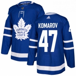 Mens Adidas Toronto Maple Leafs 47 Leo Komarov Authentic Royal Blue Home NHL Jersey 