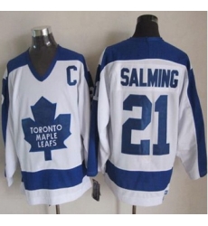 Toronto Maple Leafs #21 Borje Salming White Blue CCM Throwback Stitched NHL jersey