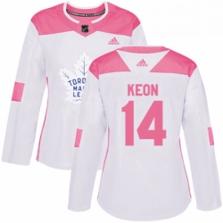 Womens Adidas Toronto Maple Leafs 14 Dave Keon Authentic WhitePink Fashion NHL Jersey 