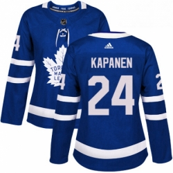 Womens Adidas Toronto Maple Leafs 24 Kasperi Kapanen Authentic Royal Blue Home NHL Jersey 