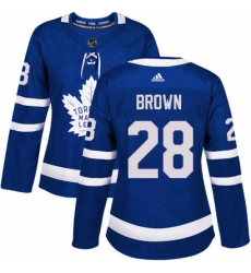 Womens Adidas Toronto Maple Leafs 28 Connor Brown Authentic Royal Blue Home NHL Jersey 