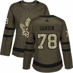 Womens Adidas Toronto Maple Leafs 78 Rasmus Sandin Authentic Green Salute to Service NHL Jersey 