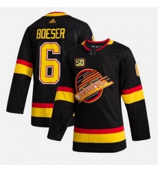 Men Vancouver Canucks 6 Brock Boeser 50th Anniversary Black Stitched jersey