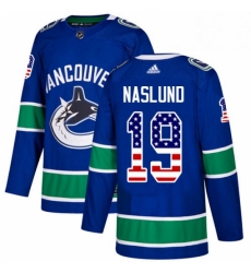 Mens Adidas Vancouver Canucks 19 Markus Naslund Authentic Blue USA Flag Fashion NHL Jersey 