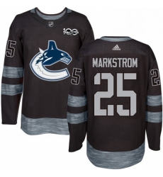 Mens Adidas Vancouver Canucks 25 Jacob Markstrom Authentic Black 1917 2017 100th Anniversary NHL Jersey 