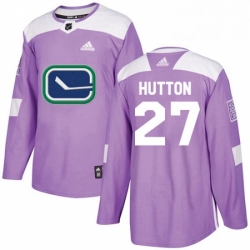 Mens Adidas Vancouver Canucks 27 Ben Hutton Authentic Purple Fights Cancer Practice NHL Jersey 