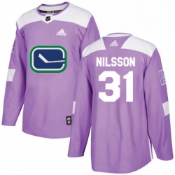 Mens Adidas Vancouver Canucks 31 Anders Nilsson Authentic Purple Fights Cancer Practice NHL Jersey 