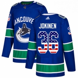 Mens Adidas Vancouver Canucks 36 Jussi Jokinen Authentic Blue USA Flag Fashion NHL Jersey 