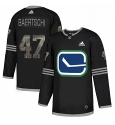 Mens Adidas Vancouver Canucks 47 Sven Baertschi Black 1 Authentic Classic Stitched NHL Jersey 