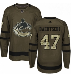 Mens Adidas Vancouver Canucks 47 Sven Baertschi Premier Green Salute to Service NHL Jersey 