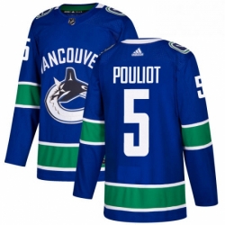 Mens Adidas Vancouver Canucks 5 Derrick Pouliot Premier Blue Home NHL Jersey 