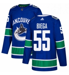 Mens Adidas Vancouver Canucks 55 Alex Biega Authentic Blue Home NHL Jersey 