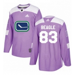 Mens Adidas Vancouver Canucks 83 Jay Beagle Authentic Purple Fights Cancer Practice NHL Jersey 