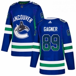 Mens Adidas Vancouver Canucks 89 Sam Gagner Authentic Blue Drift Fashion NHL Jersey 