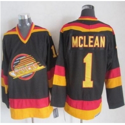 Vancouver Canucks #1 Kirk Mclean Black Gold CCM Throwback Stitched NHL Jersey