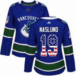 Womens Adidas Vancouver Canucks 19 Markus Naslund Authentic Blue USA Flag Fashion NHL Jersey 