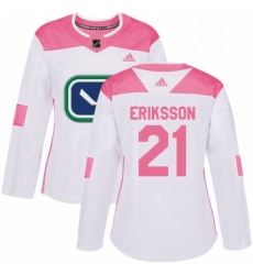 Womens Adidas Vancouver Canucks 21 Loui Eriksson Authentic WhitePink Fashion NHL Jersey 