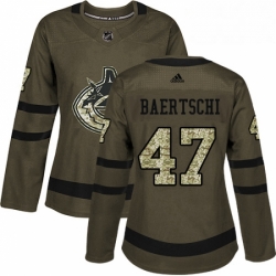 Womens Adidas Vancouver Canucks 47 Sven Baertschi Authentic Green Salute to Service NHL Jersey 