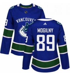 Womens Adidas Vancouver Canucks 89 Alexander Mogilny Authentic Blue Home NHL Jersey 