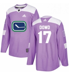 Youth Adidas Vancouver Canucks 17 Nic Dowd Authentic Purple Fights Cancer Practice NHL Jersey 