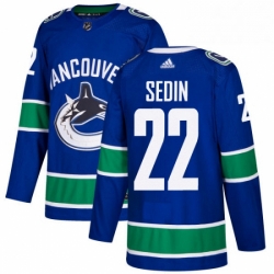 Youth Adidas Vancouver Canucks 22 Daniel Sedin Authentic Blue Home NHL Jersey 