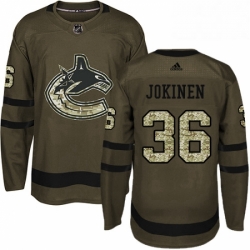 Youth Adidas Vancouver Canucks 36 Jussi Jokinen Authentic Green Salute to Service NHL Jerse