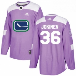 Youth Adidas Vancouver Canucks 36 Jussi Jokinen Authentic Purple Fights Cancer Practice NHL Jerse