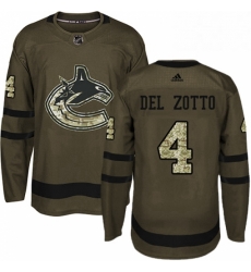 Youth Adidas Vancouver Canucks 4 Michael Del Zotto Authentic Green Salute to Service NHL Jersey 