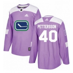 Youth Adidas Vancouver Canucks 40 Elias Pettersson Purple Authentic Fights Cancer Stitched NHL Jersey 