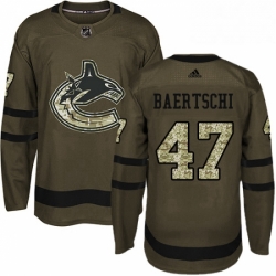 Youth Adidas Vancouver Canucks 47 Sven Baertschi Authentic Green Salute to Service NHL Jersey 