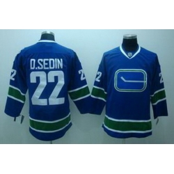 KIDS Vancouver Canucks 22 D.sedin blue 3rd Jersey