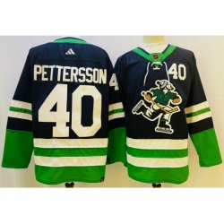 Youth Vancouver Canucks 40 Elias Pettersson Navy 2022 Reverse Retro Stitched Jersey