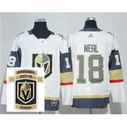 Adidas Golden Knights #18 James Neal White Road Authentic Stitched NHL Inaugural Season Patch Jersey